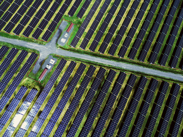 istock Aerial View of Solar Power Farm 2162284229