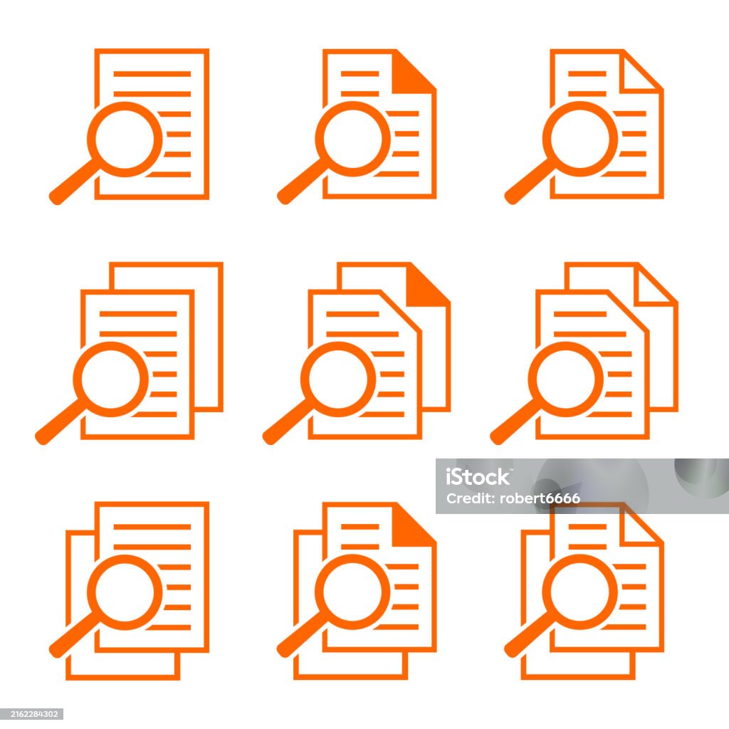 Magnifiers Find Document Document With Magnifying Glass Stock Illustration - Download Image Now ...