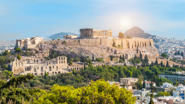 istock Panoramic view of Athens with Acropolis hill in Greece. 2162286315