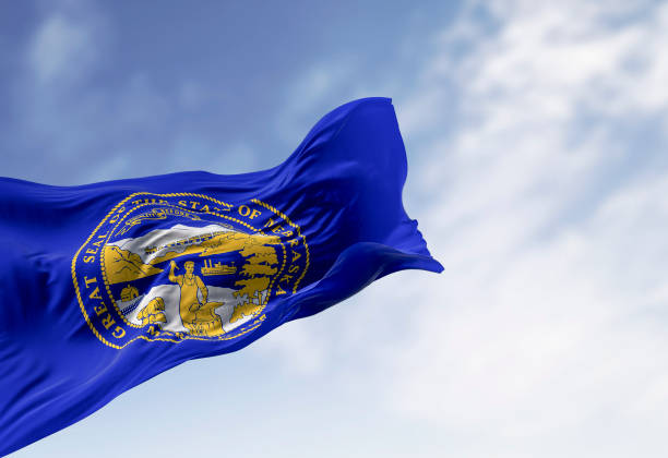 istock Nebraska state flag waving in the wind on a clear day 2162287677