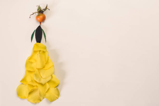 woman figures made from flowers, flower petals and leaves, diy ideas, isolated, creative ideas for children and adults for autumn