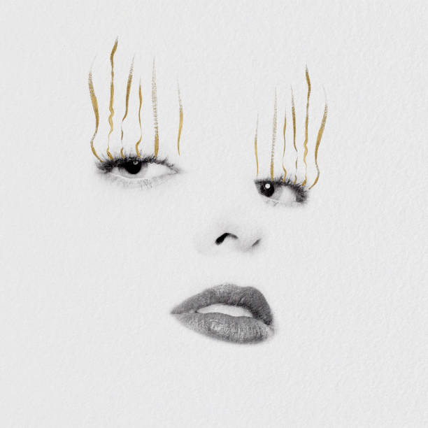 istock Abstract Face Art with Golden Lines 2162304477