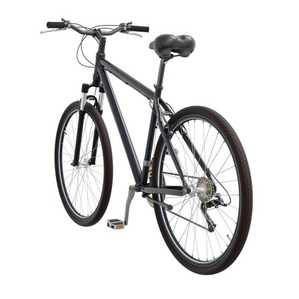 istock Black bicycle, side back view isolated on white background, 3D illustration 2162304847