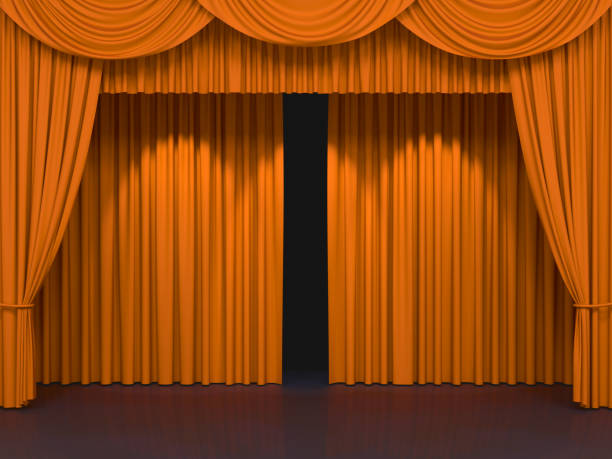 istock Luxury stage or windows curtains, realistic 3D illustration 2162304996