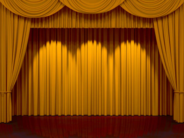 istock Luxury stage or windows curtains, realistic 3D illustration 2162305015