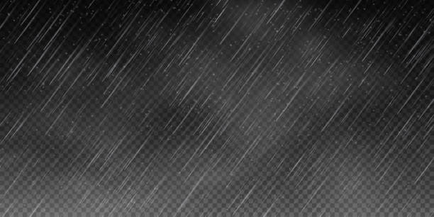 istock Raindrops on transparent background. Storm with rain and white cloud isolated on transparent background. Downpour, hail rainy weather. Rain and snow, rain and hail. 2162306101