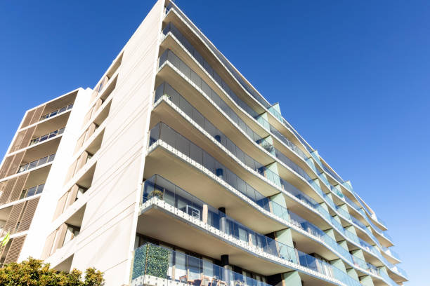 istock Modern apartment buildings, background with copy space 2162322763