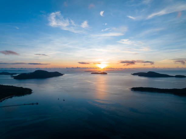 istock Nature beautiful Light Sunset or sunrise over sea,Colorful clouds dramatic sky scenery, Amazing clouds and waves in sunrise beginning sky background 2162325701