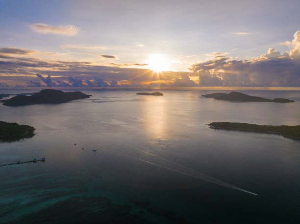 istock Nature beautiful Light Sunset or sunrise over sea,Colorful clouds dramatic sky scenery, Amazing clouds and waves in sunrise beginning sky background 2162325705