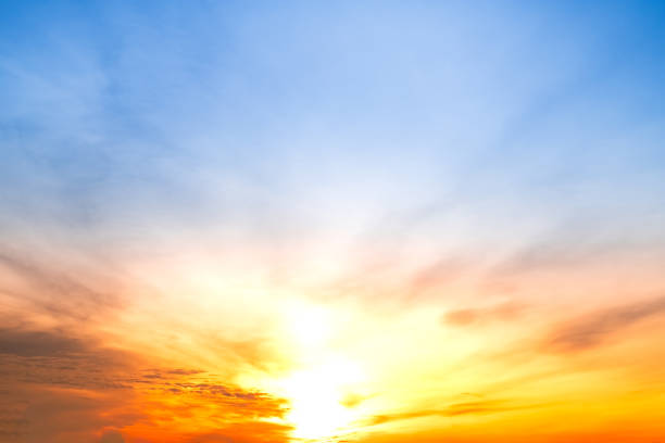 istock Beautiful , luxury soft gradient orange gold clouds and sunlight on the blue sky perfect for the background, take in everning,Twilight, Large size, high definition landscape photo 2162326914