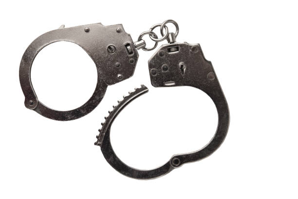 istock Closed and open handcuff bracelet isolated on white background 2162329200