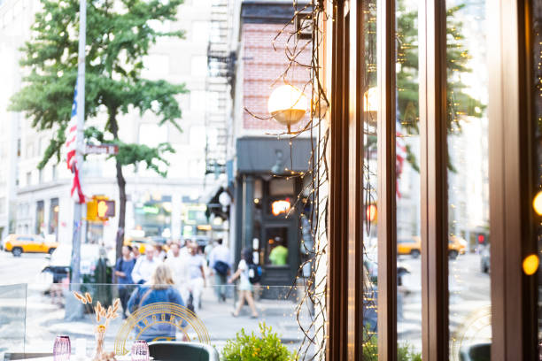 Tabletop in Soho Sidewalk Cafe in New York City on a summer day