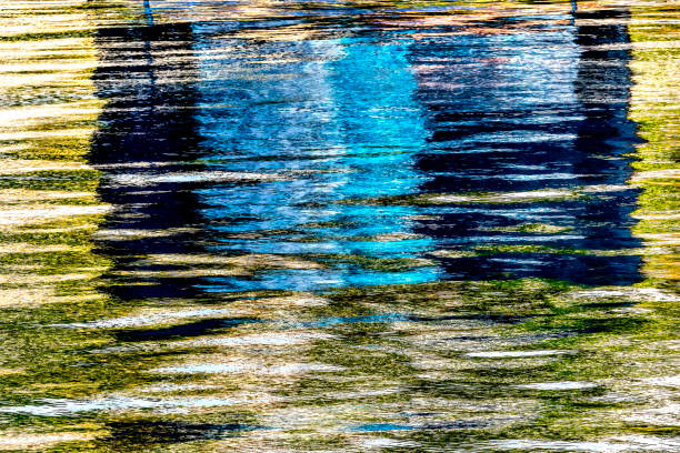 Colorful Blue Green Water Reflection Abstract Background Patterns Harbor  Dartmouth Devon England.