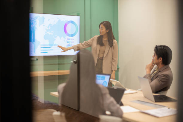 istock Businesswoman is giving a presentation 2162338880
