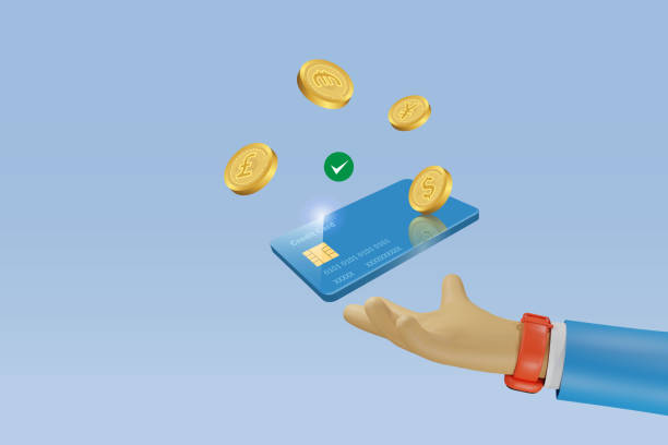 istock Hand holing credit card with foreign currency exchange. Money spending with secure protection., online banking, financial and online shopping. 3D vector. 2162342737