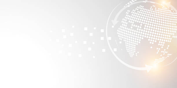Modern design background for report and project presentation template, White abstract technology background, Gray abstract, Dot line and circular, Technology connection global.