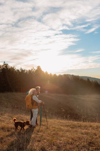 istock Mature couple hiking and enjoying scenery 2162347536