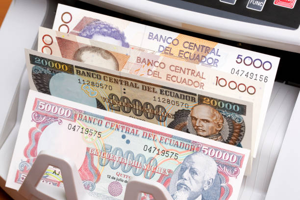 istock Ecuadorian sucre in the counting machine 2162359240