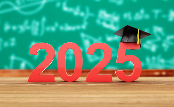 istock New Year 2025 Creative Design Concept with graduation hat 2162359331