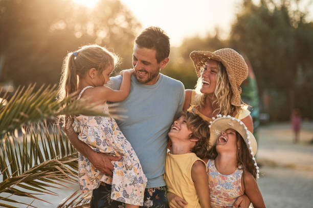 Beautiful family enjoying summer vacation