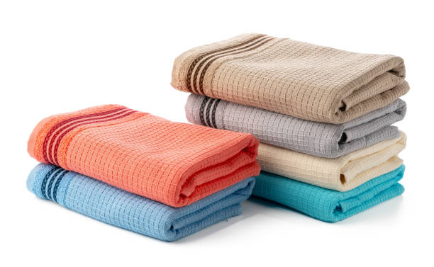 istock Stacked Cotton Towels isolated on White Background 2162359861