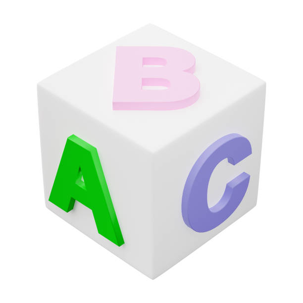 ABC letter block isolated on transparent png background. 3D render.