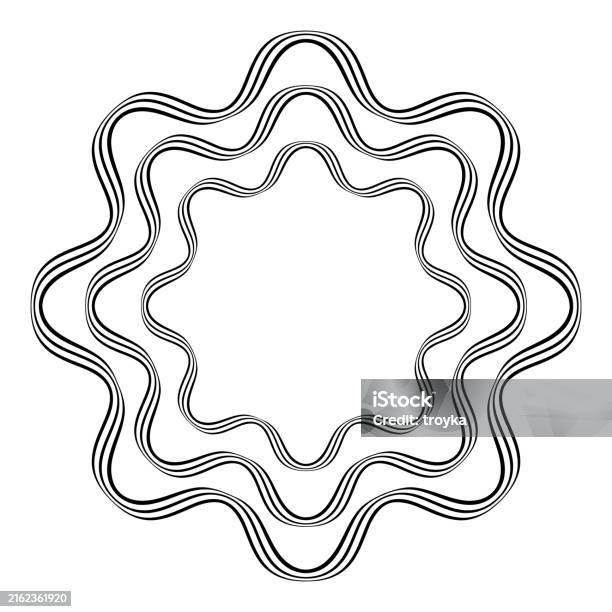 5 Rounds Line Radial Wavy Lines Pattern For Decorative Round Frame Stock Illustration ...