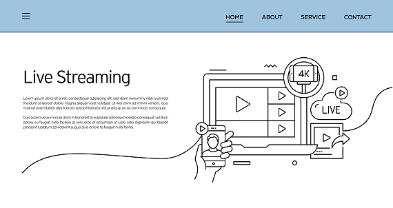 Live Stream Line Vector Set Of Illustration Live Streaming Concept Line Art Style ...