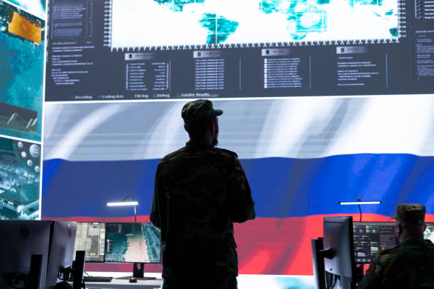 istock Army soldier presenting the official salute in operations room 2162364849