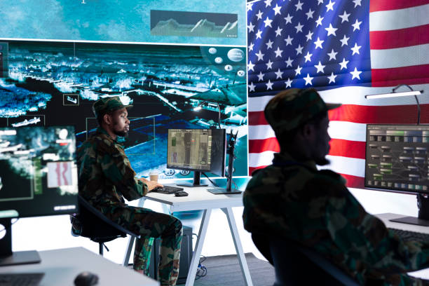 istock Military personnel working in a command post 2162364888