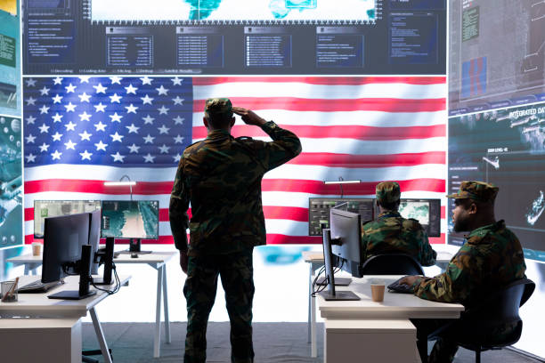 istock Military personnel working in a command post 2162364904