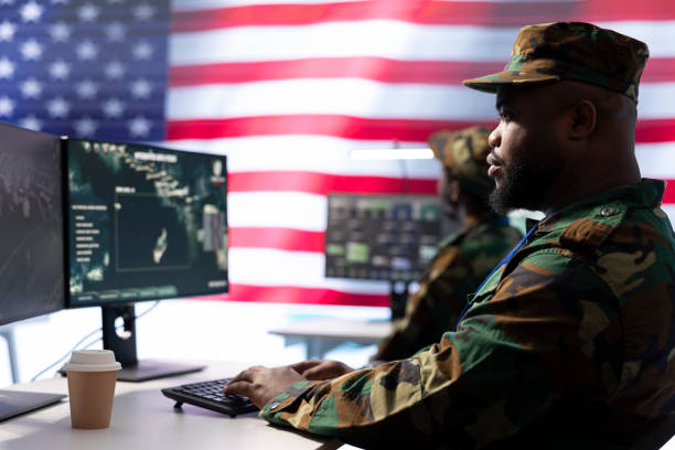 istock Military personnel working in a command post 2162364908