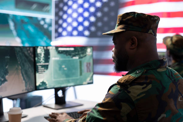 istock Military personnel working in a command post 2162364923