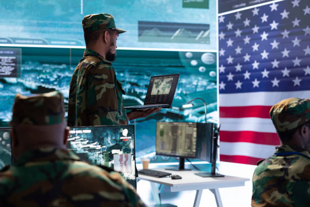 istock Military personnel working in a command post 2162364975