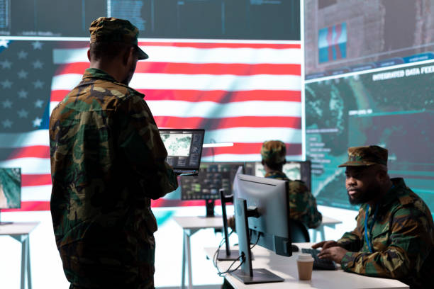 istock Military personnel working in a command post 2162365031