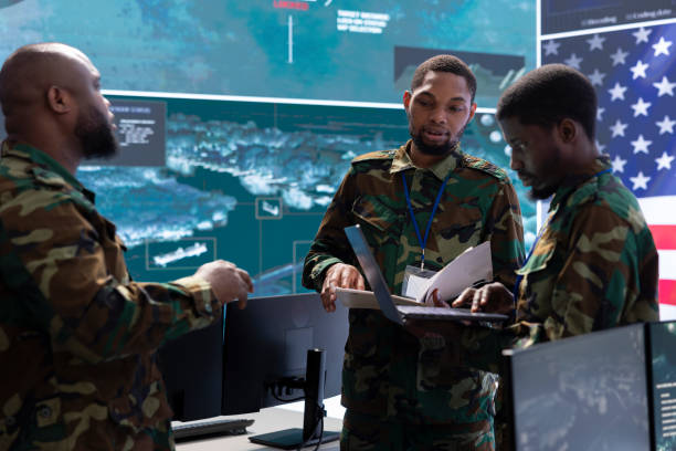 istock Military personnel working in a command post 2162365072