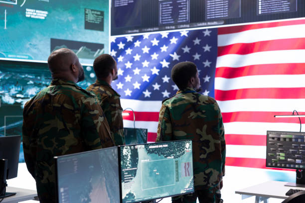 istock Military personnel working in a command post 2162365089