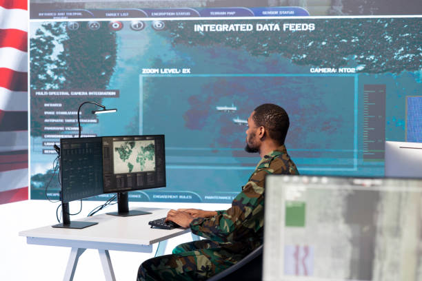 istock Military personnel working in a command post 2162365116