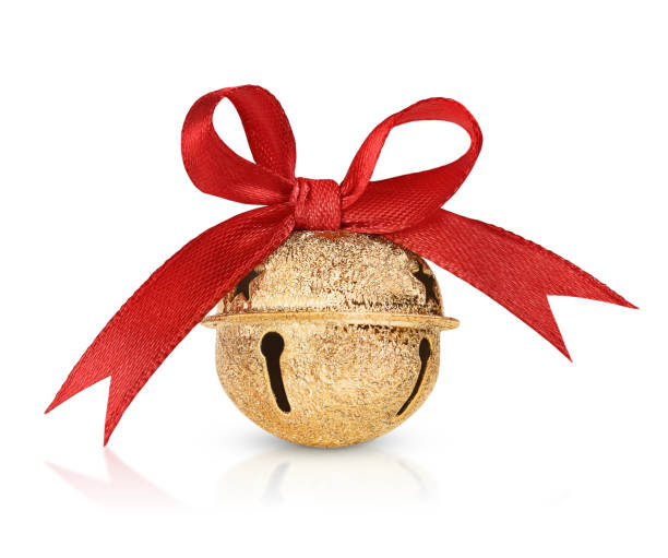 istock Christmas bell with red ribbon isolated on white background 2162365141