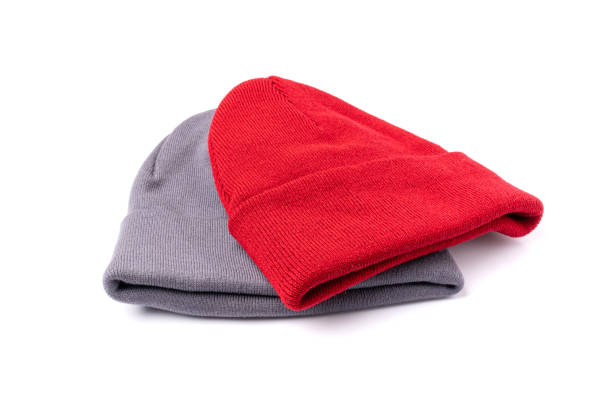 Winter Hats Isolated, Knitted Winter Clothes, Woolen Hat Pile, Sports Cap, Knit Beanie on White Background