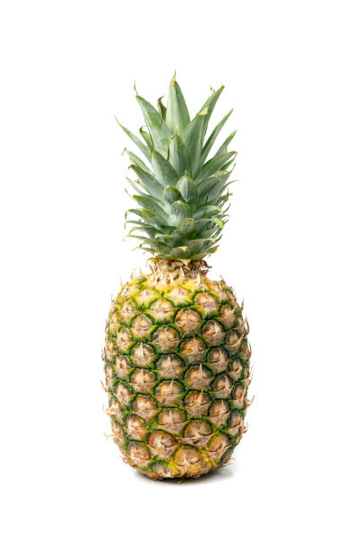 Whole Pineapple Isolated, Whole Ananas, Comosus Tropical Fruit, Ripe Pine Apple on White