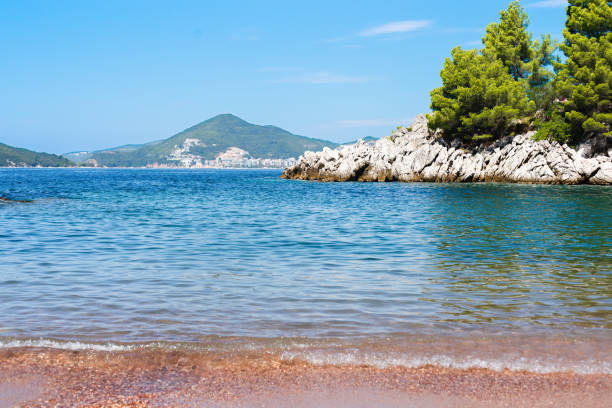 istock Beautiful seascape with rocks and trees. Summer sunny day. 2162367406