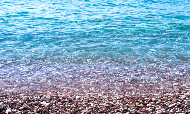 istock Beautiful blue sea and pebble beach. Natural background. Selective focus. 2162367417