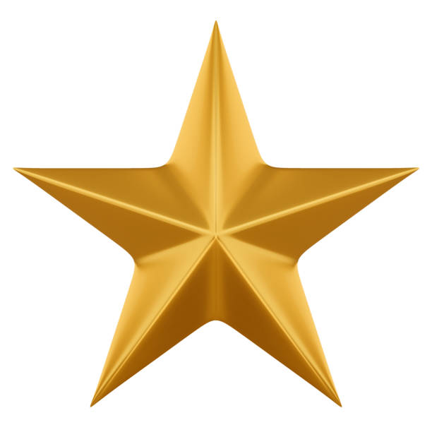 istock Golden Star Realistic Shapes, Design Element Decoration, clipping path , 3d illustration 2162371164
