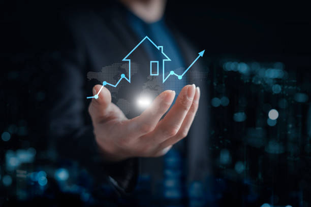 real estate investment concept energy efficiency rating and property value, Real estate online on virtual screens. new home for the family, home search, land price, property tax. real estate investment concept energy efficiency rating and property value, Real estate online on virtual screens. new home for the family, home search, land price, property tax. Type of Housing stock pictures, royalty-free photos & images