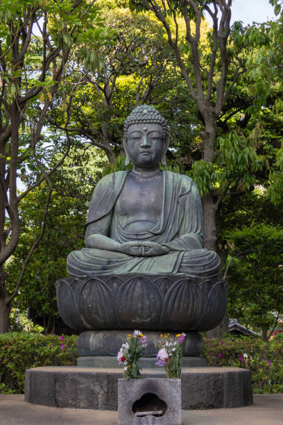 A wonderful depiction of two ancient Buddha statues standing side-by-side, each with a raised hand holding a mudra gesture. They exude tranquility and reflect the essence of Buddhist spirituality, culture, and art.