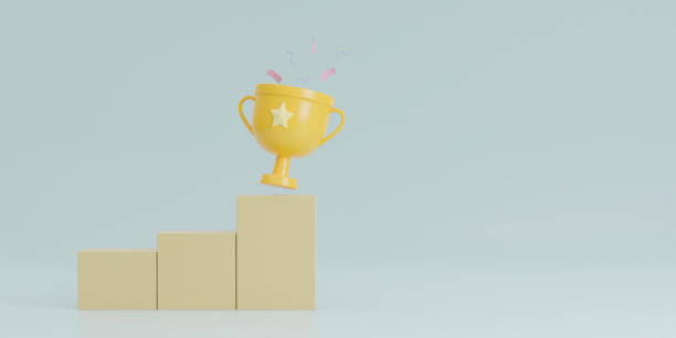 istock 3d trophy cup on the podium, winner concept. 2162374084