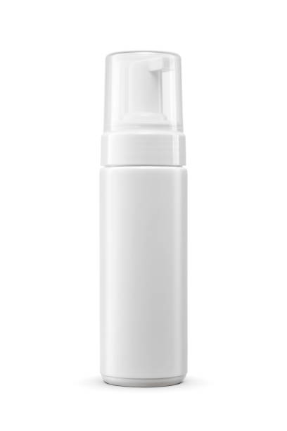 istock Froth pump clean foaming plastic bottle. Soap mousse liquid dispenser isolated on a white. 2162374221