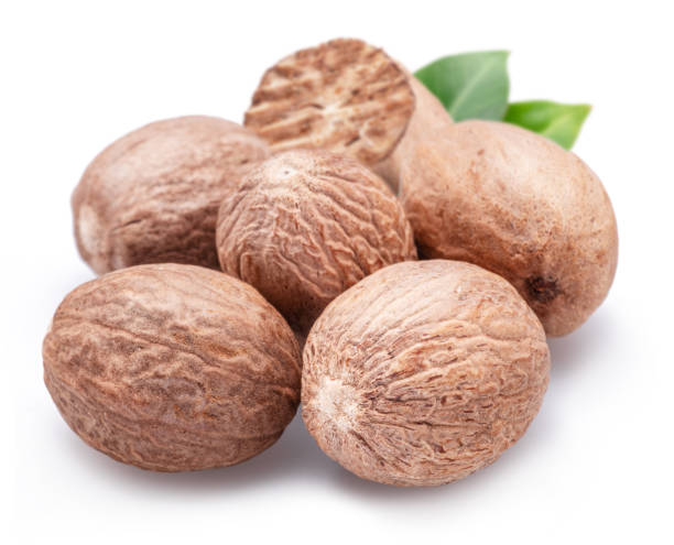 istock Nutmeg seeds isolated on white background. 2162374946