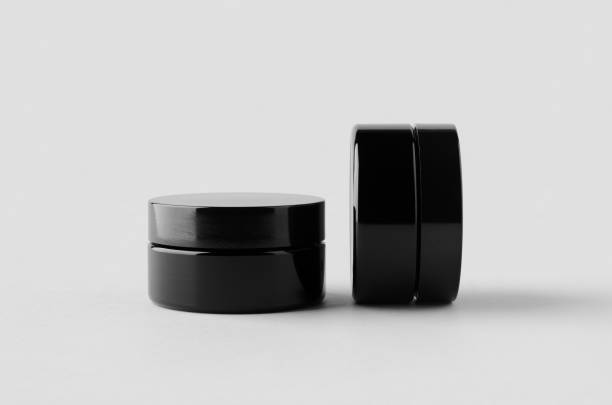 istock Black glass cream jar packaging mockup. 2162375937
